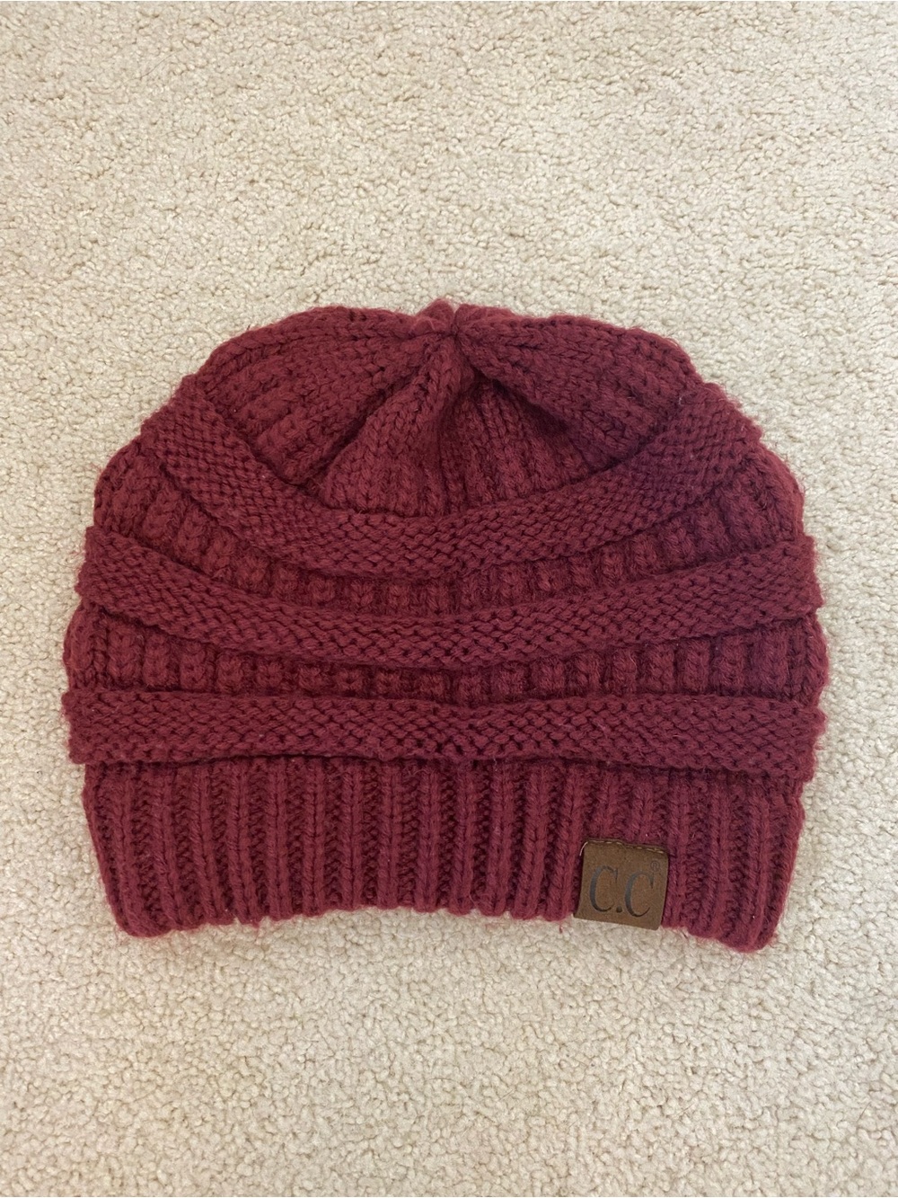 C.C Knit Beanie in Burgundy/Wine Size OS